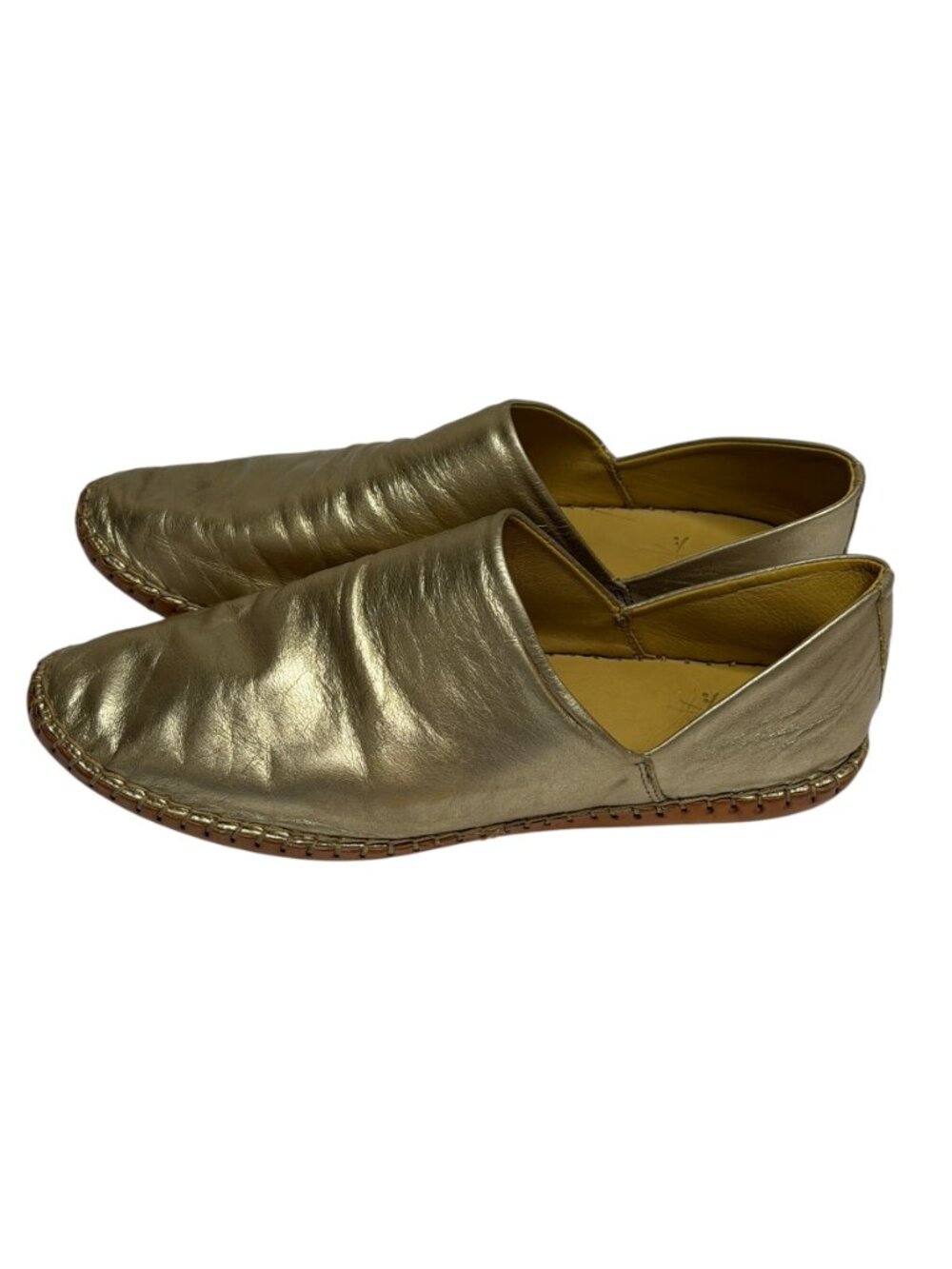 Beek By Two Birds Leather Loafers Shoes Womens Metallic Gold 9